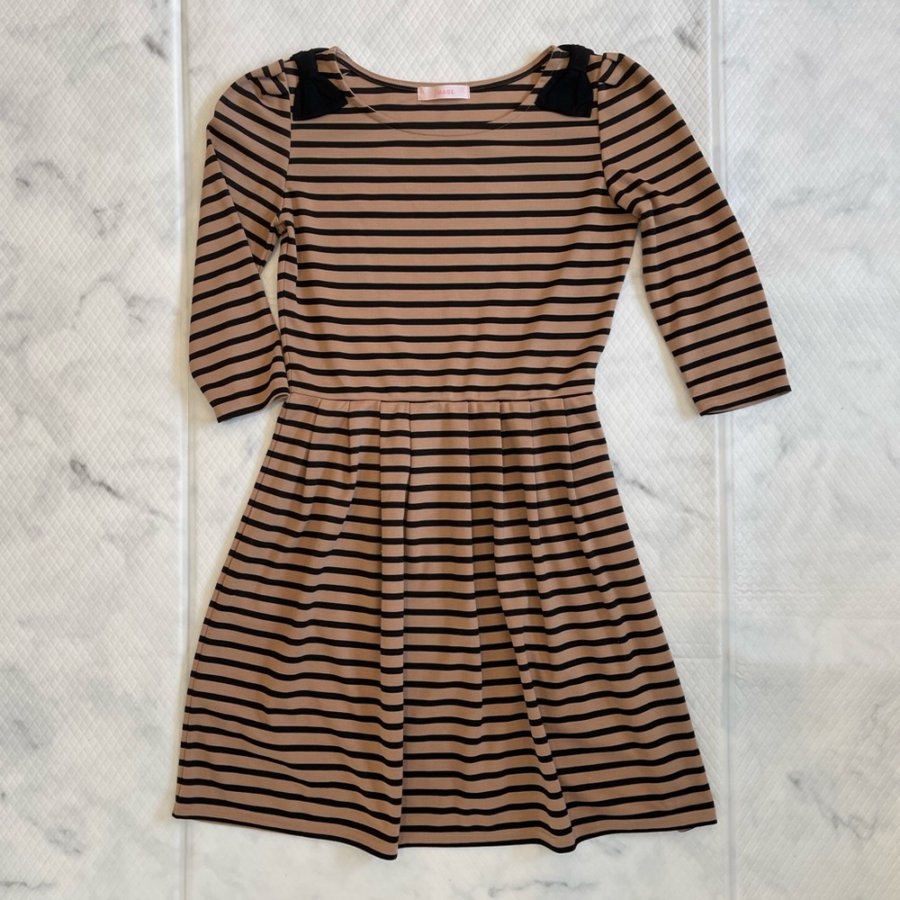 Japanese Brand “Image” Pleated Dress with Bow Detailing, size M